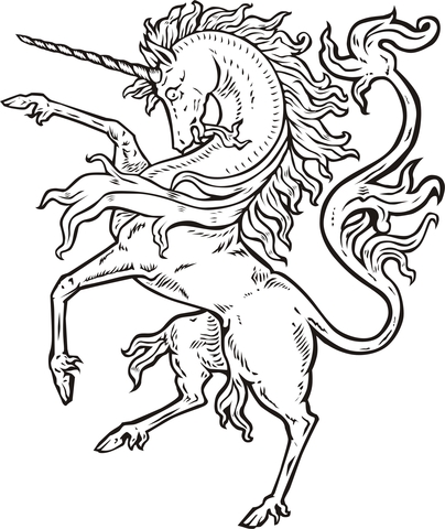 Dibujo de El Poderoso Unicornio para Colorear