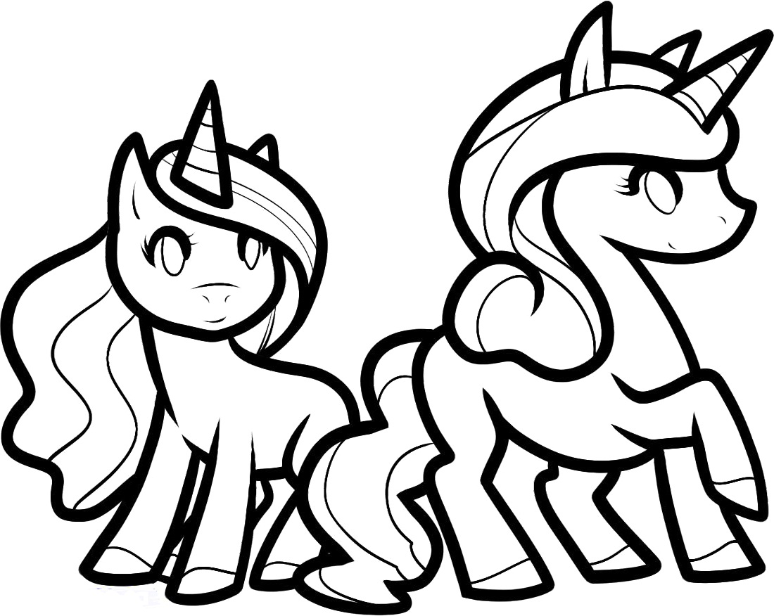 Dibujo de Gemelos Unicornio para Colorear