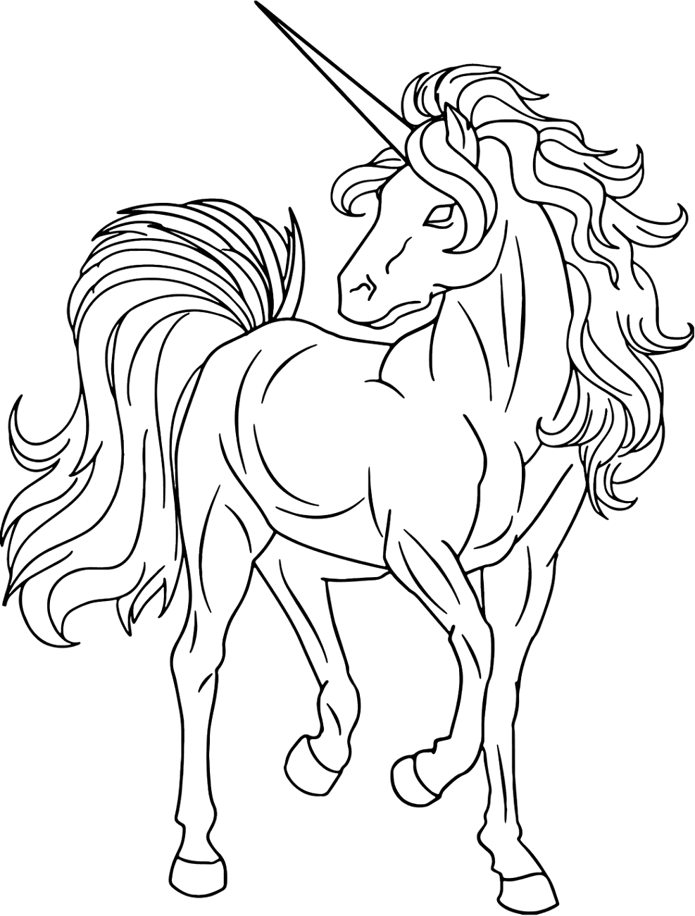 Dibujo de Impresionante Unicornio para Colorear