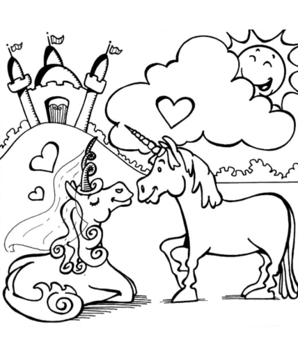 Dibujo de Pareja Unicornio para Colorear