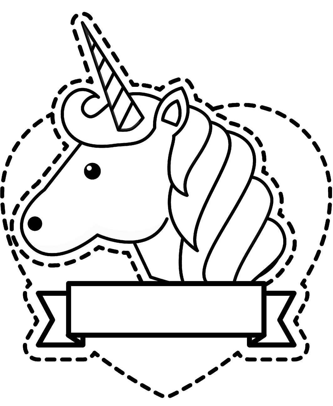 Dibujo de Pegatina Unicornio para Colorear