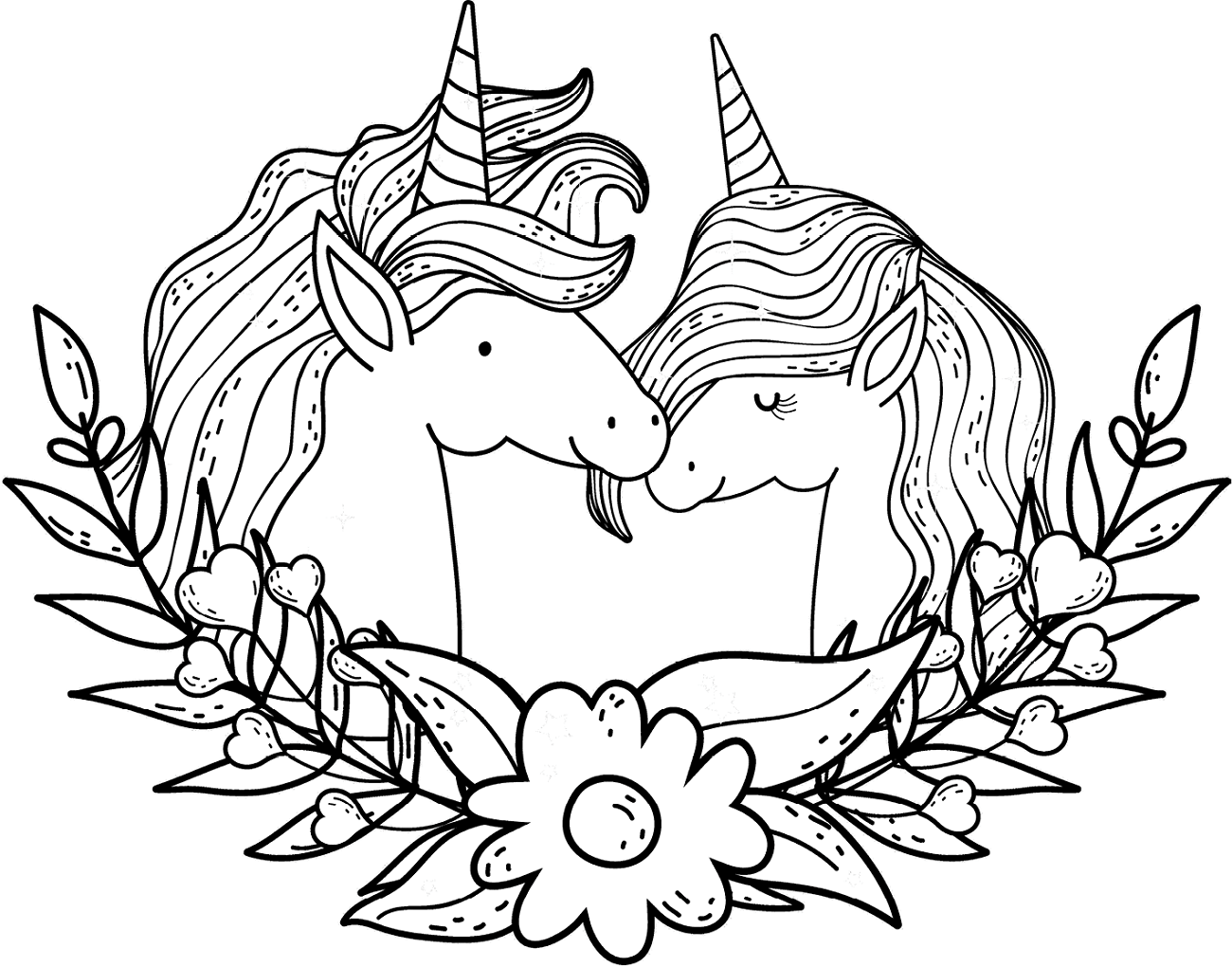 Dibujo de Una Pareja Unicornio para Colorear