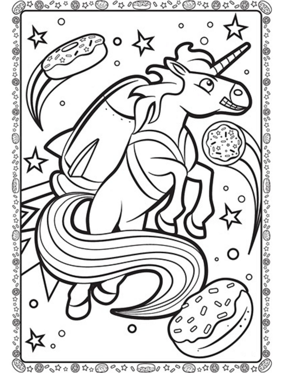 Dibujo de Unicornio con Cohete para Colorear