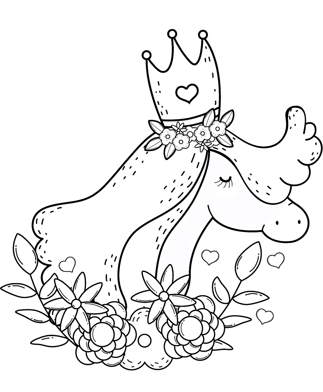 Dibujo de Unicornio con Corona para Colorear