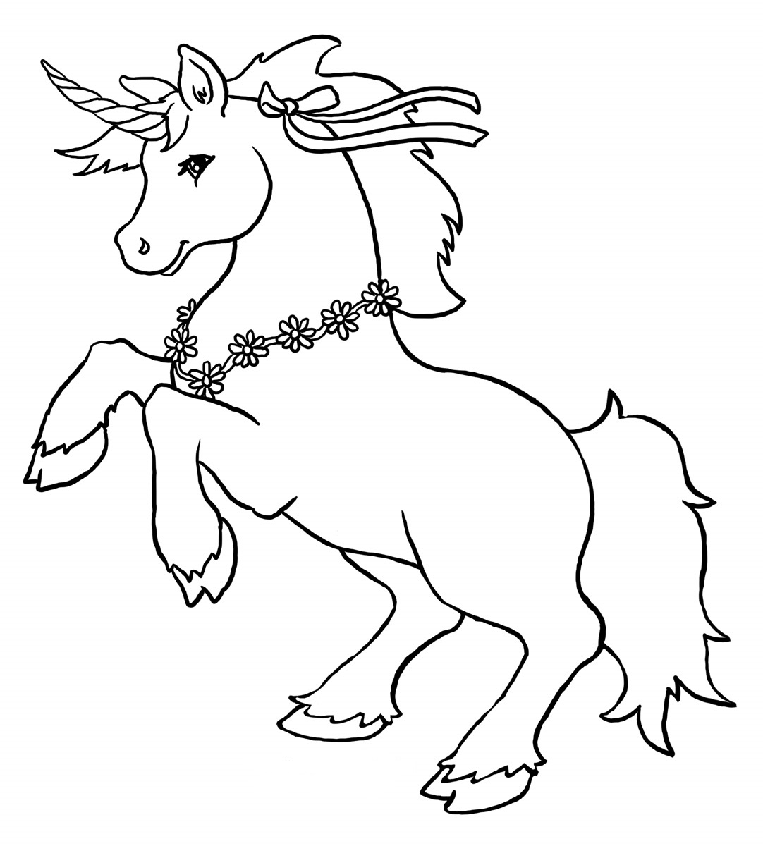 Dibujo de Unicornio con Guirnalda para Colorear