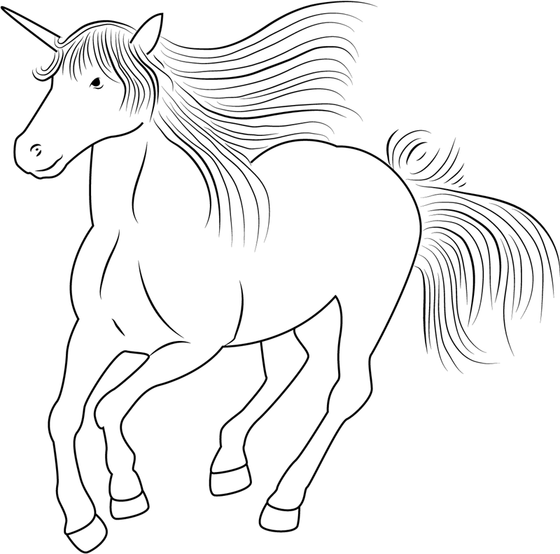 Dibujo de Unicornio Corriendo rápido para Colorear