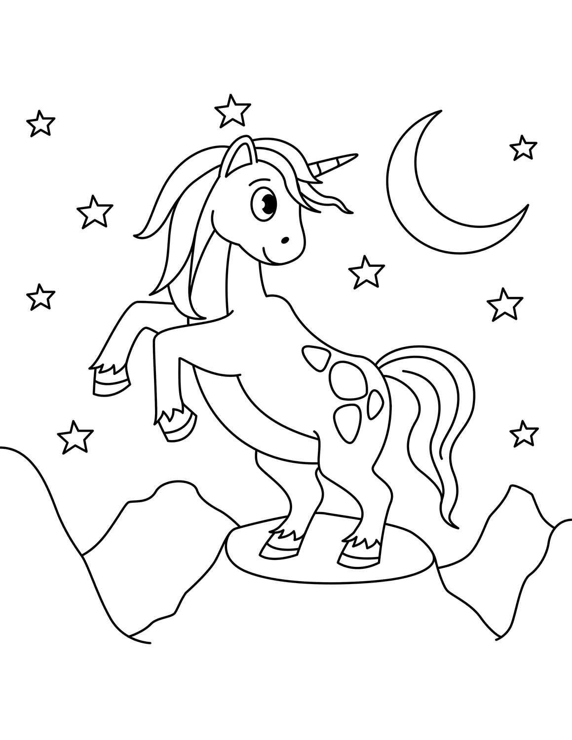 Dibujo de Unicornio de Medianoche para Colorear