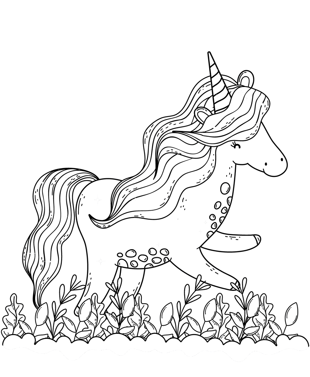 Dibujo de Unicornio Divirtiendose para Colorear