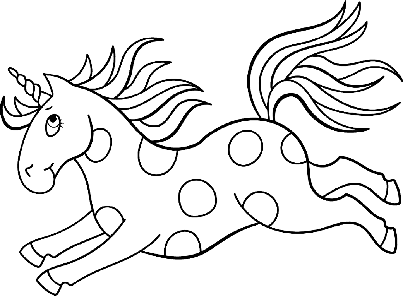 Dibujo de Unicornio Manchado Corriendo para Colorear