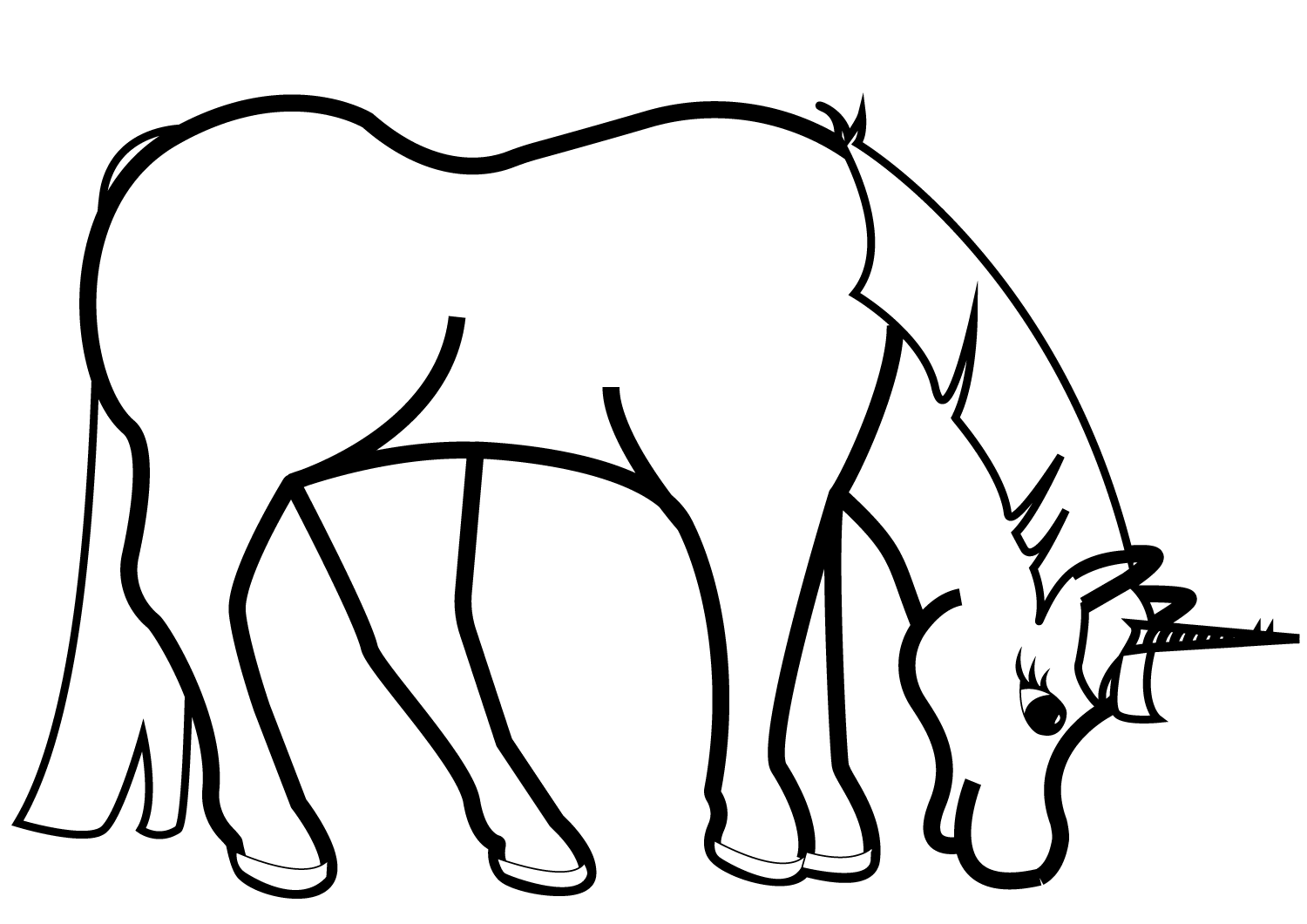 Dibujo de Unicornio Pastando para Colorear