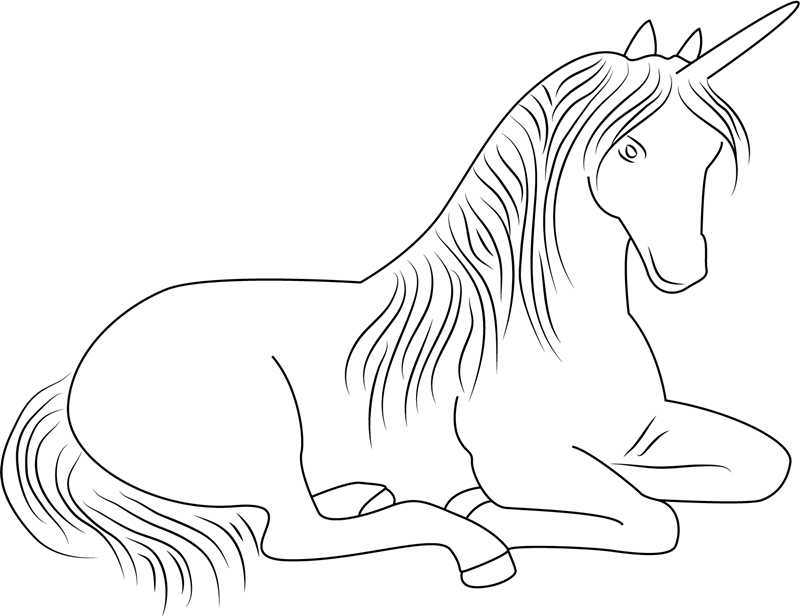Dibujo de Unicornio Sentado para Colorear