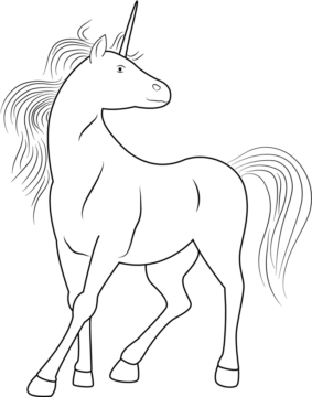 Dibujo de Unicornio Viendo para Colorear
