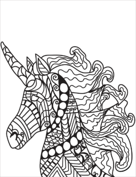 Dibujo de Unicornio Zentangle para Colorear