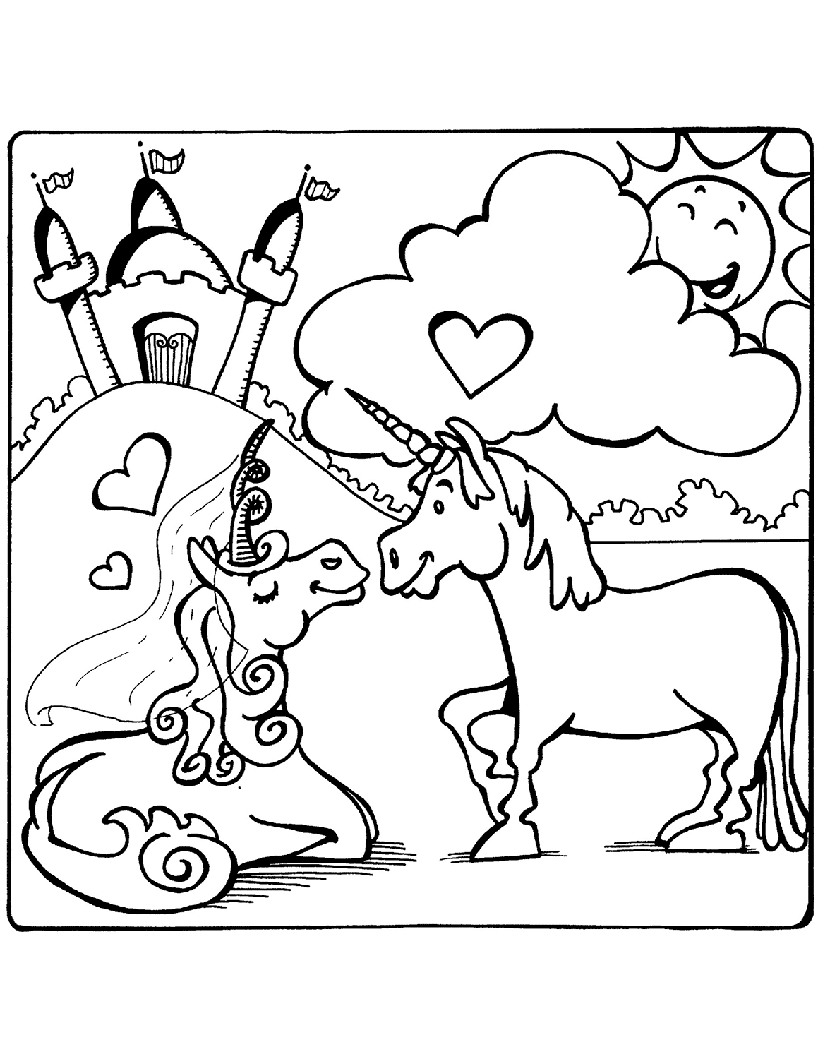 Dibujo de Unicornios Enamorados para Colorear