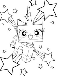 Dibujo de Unikitty y Estrellas para Colorear