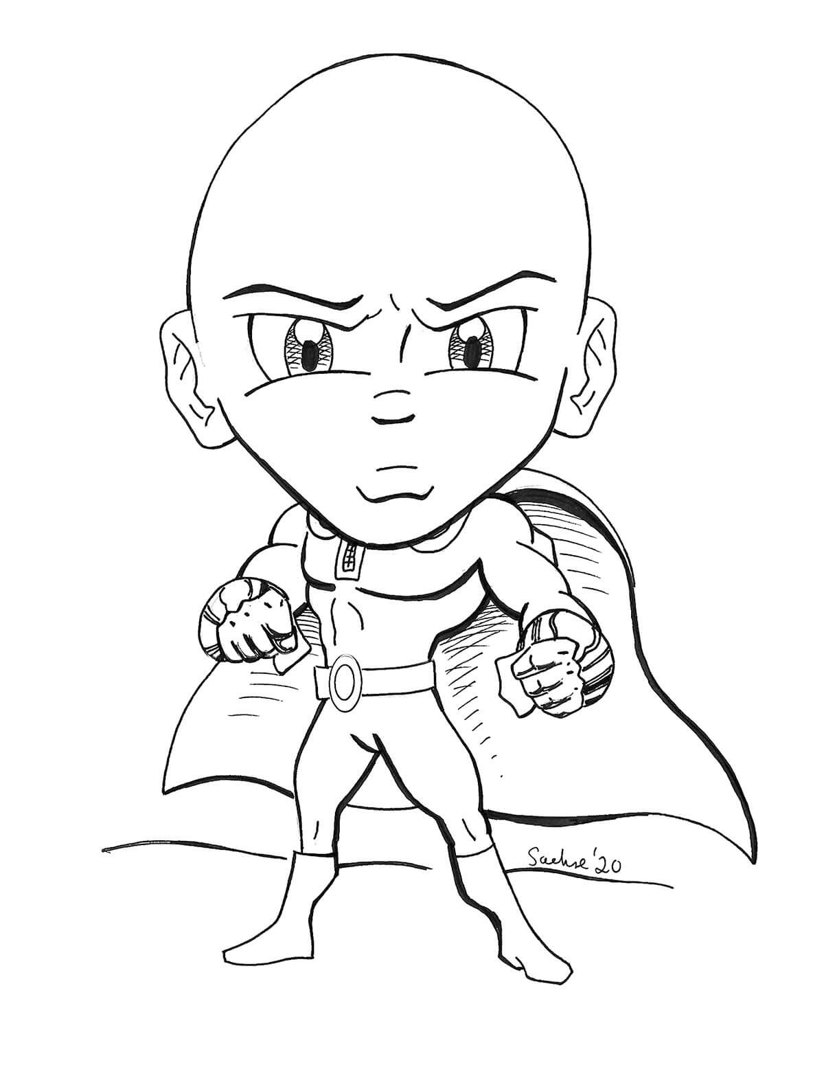 Dibujo de Chibi Saitama para Colorear