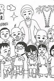 Dibujo de Clase de Upin e Ipin para Colorear