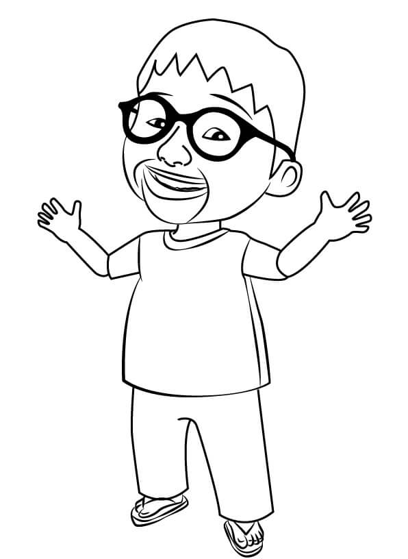 Dibujo de Ehsan de Upin y Ipin para Colorear
