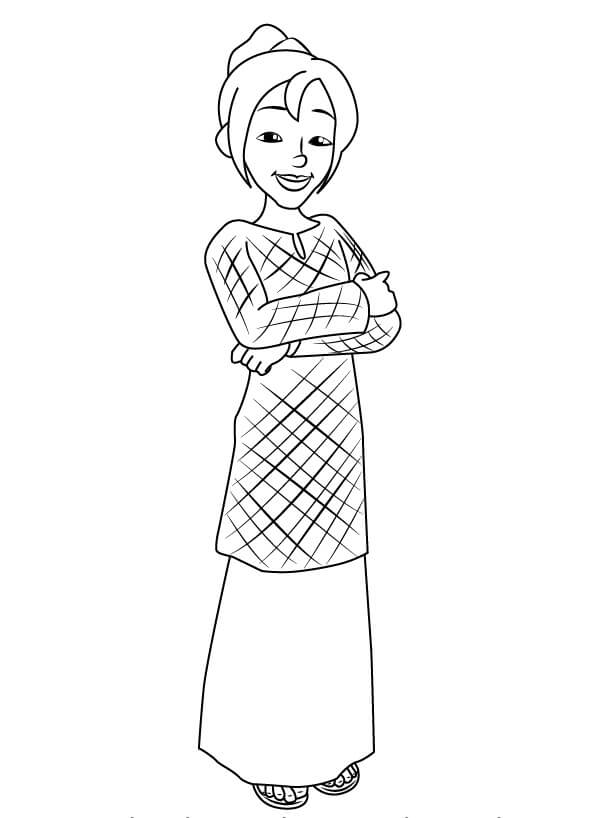 Dibujo de Ros Hermana Upin e Ipin para Colorear