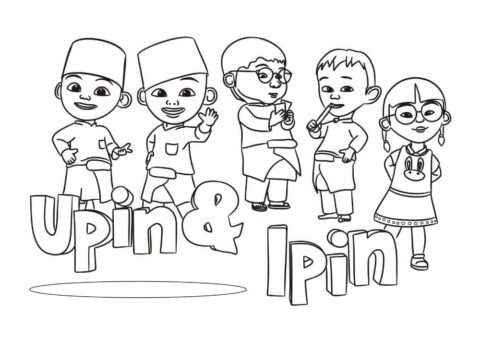 Dibujo de Upin Ipin y Amigos para Colorear