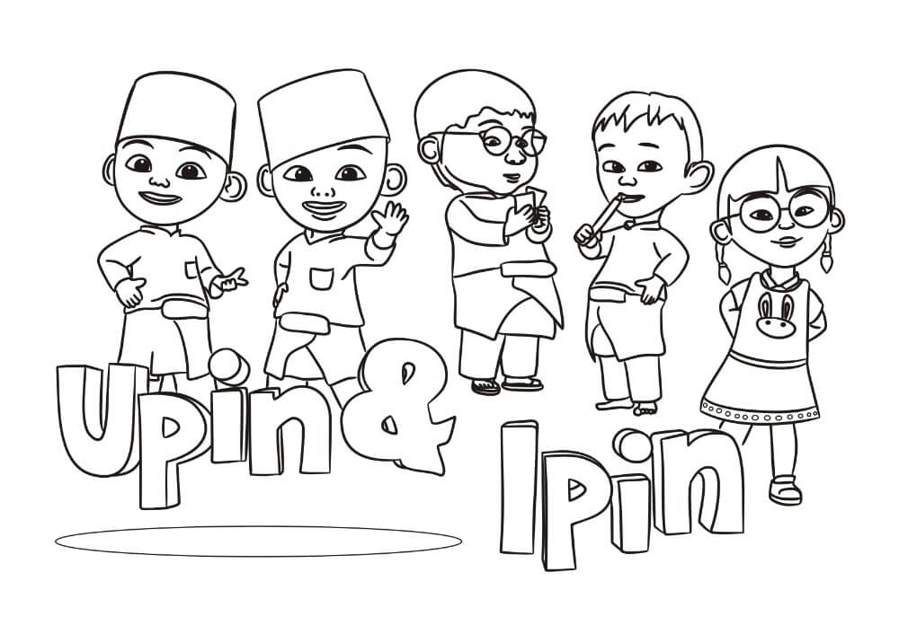 Dibujo de Upin Ipin y Amigos para Colorear