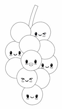 Dibujo de Uvas Kawaii Scaled para Colorear