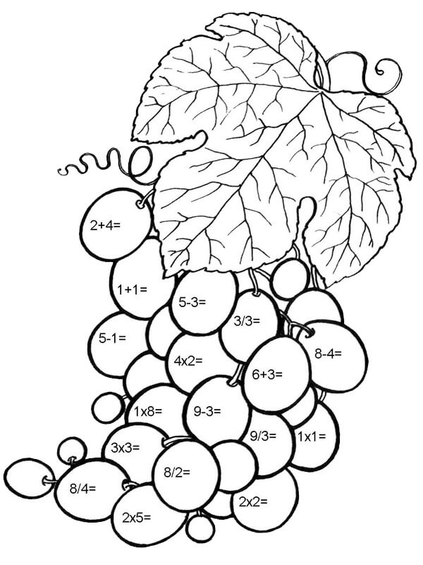 Dibujo de Matemáticas con Uvas para Colorear