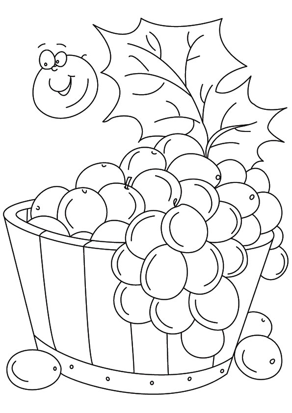 Dibujo de Un Balde de Uvas para Colorear