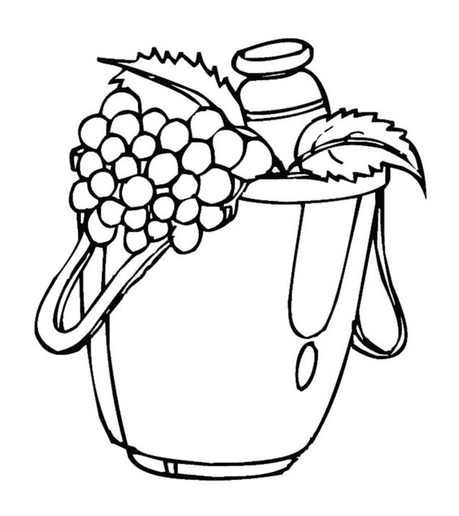 Dibujo de Uvas en una Olla para Colorear