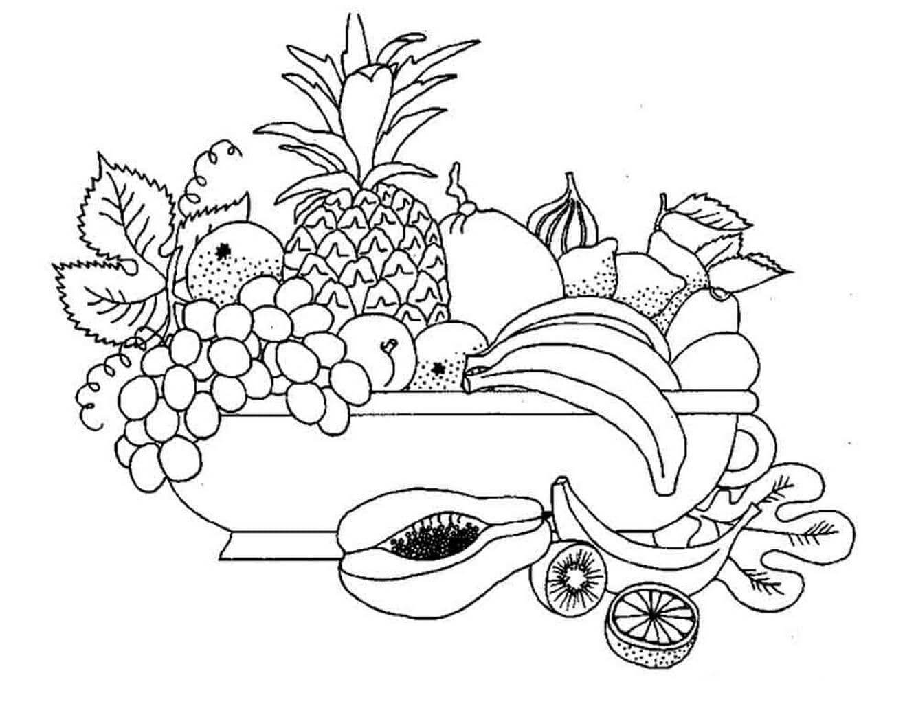 Dibujo de Uvas y Frutas para Colorear
