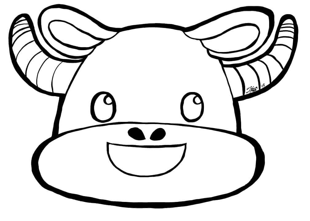 Dibujo de Cara de Vaca de Dibujos Animados para Colorear