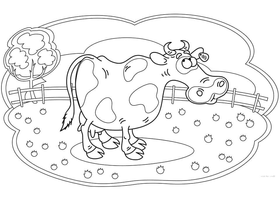 Dibujo de La Vaca Se Ve Graciosa para Colorear