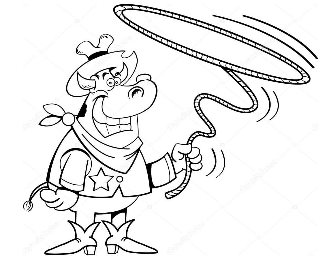 Dibujo de Una Vaca Vaquera para Colorear