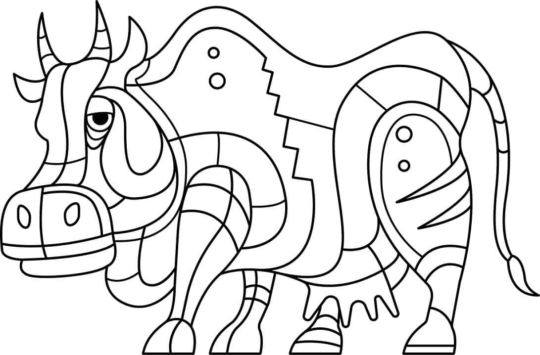 Dibujo de Vaca Abstracta para Colorear
