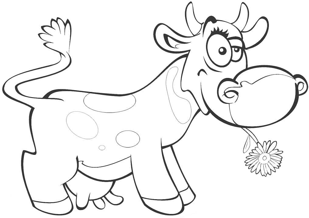 Dibujo de Vaca de Dibujos Animados para Colorear