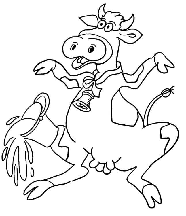 Dibujo de Vaca de Divertidos Dibujos Animados para Colorear