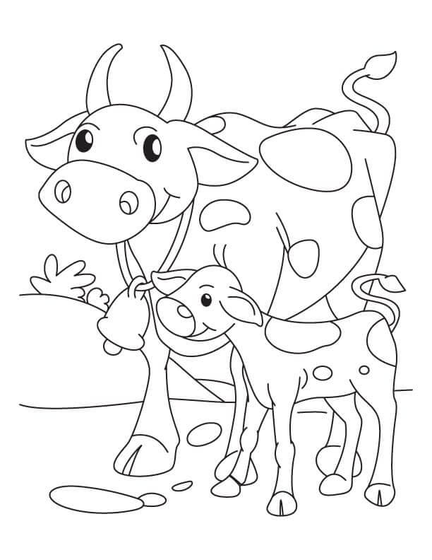 Dibujo de Vaca y Ternera para Colorear