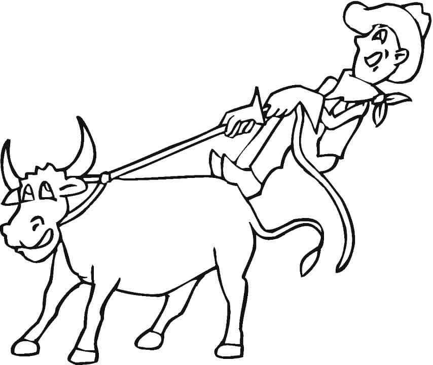 Dibujo de Vaquero y Vaca para Colorear