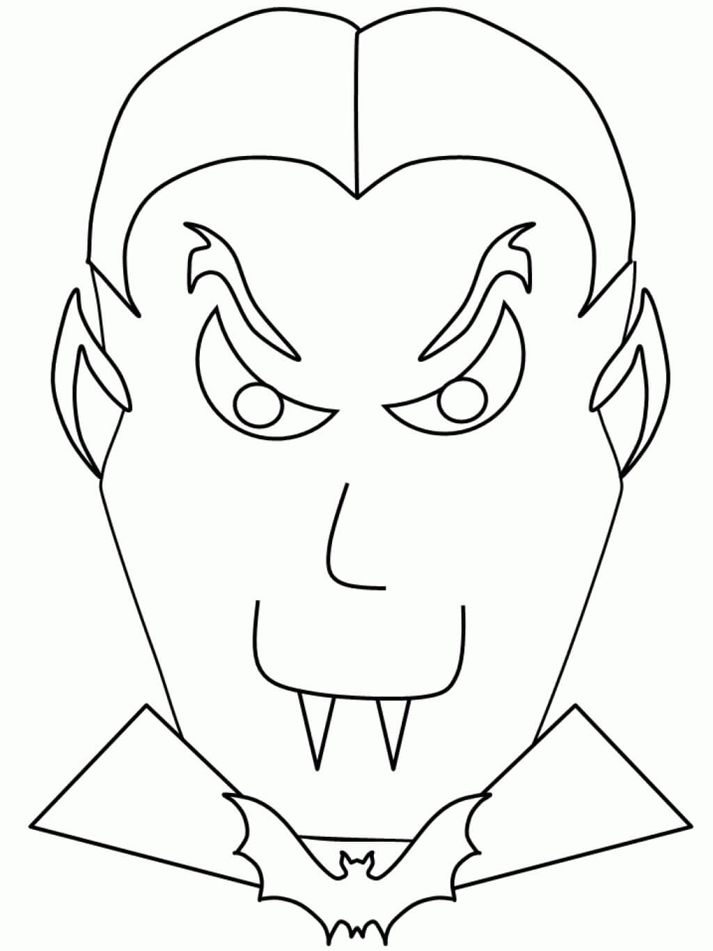 Dibujo de Cara de Vampiro Divertido para Colorear