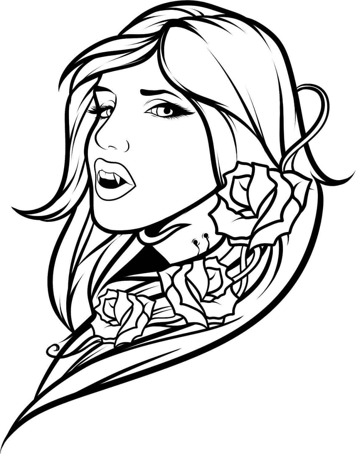 Dibujo de Chica Vampiro para Colorear