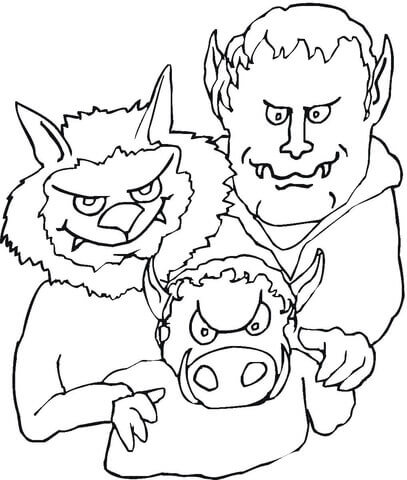 Dibujo de Familia Vampiro para Colorear