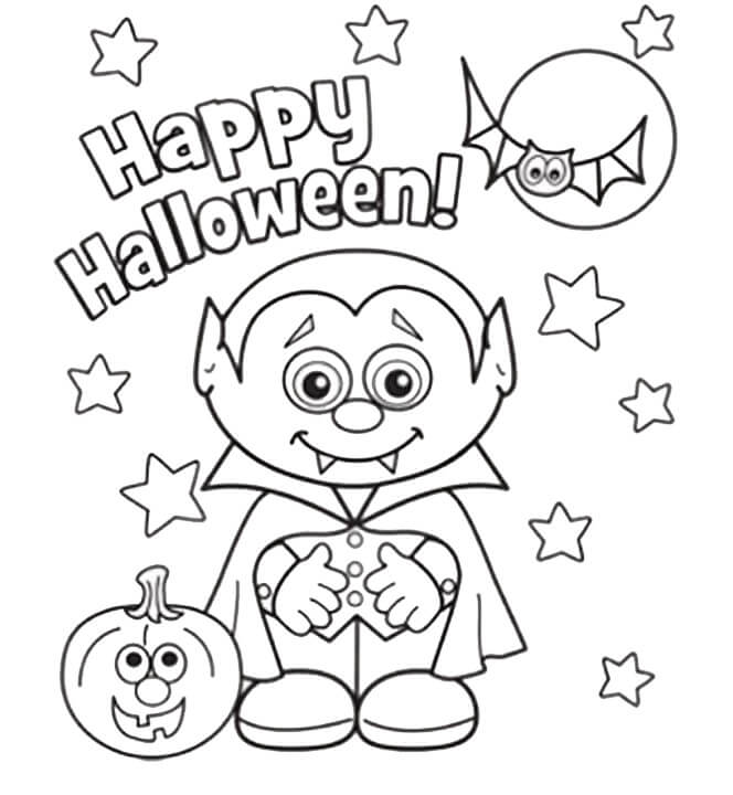 Dibujo de Feliz Vispera de Todos los Santos Vampiro para Colorear