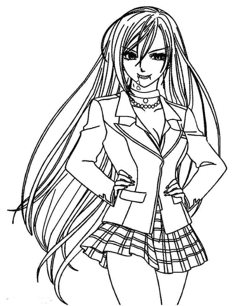 Dibujo de Hermosa Chica Vampiro para Colorear
