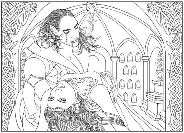 Dibujo de Pareja de Vampiros para Colorear