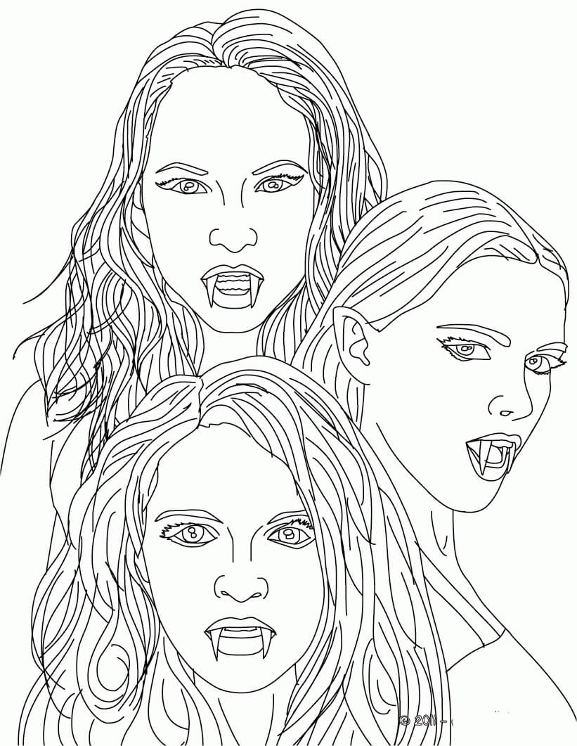 Dibujo de Tres Chicas Vampiro para Colorear