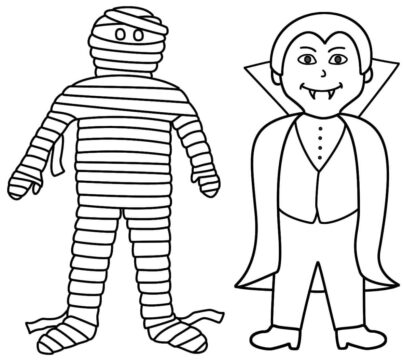 Dibujo de Vampiro y Momia para Colorear