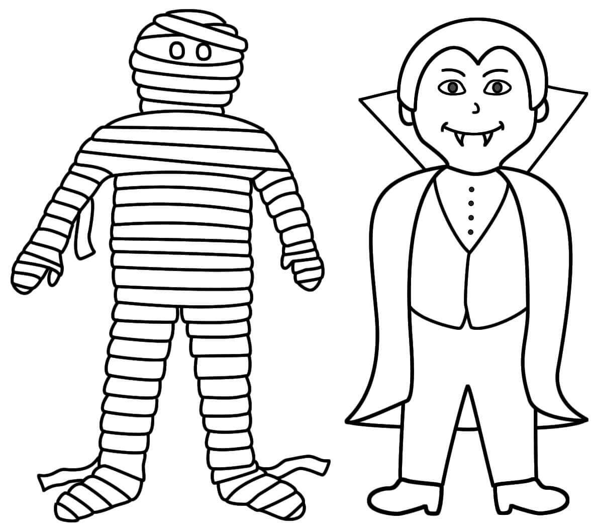 Dibujo de Vampiro y Momia para Colorear
