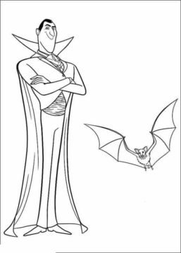 Dibujo de Vampiro y Murcielago para Colorear