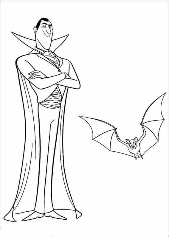 Dibujo de Vampiro y Murcielago para Colorear
