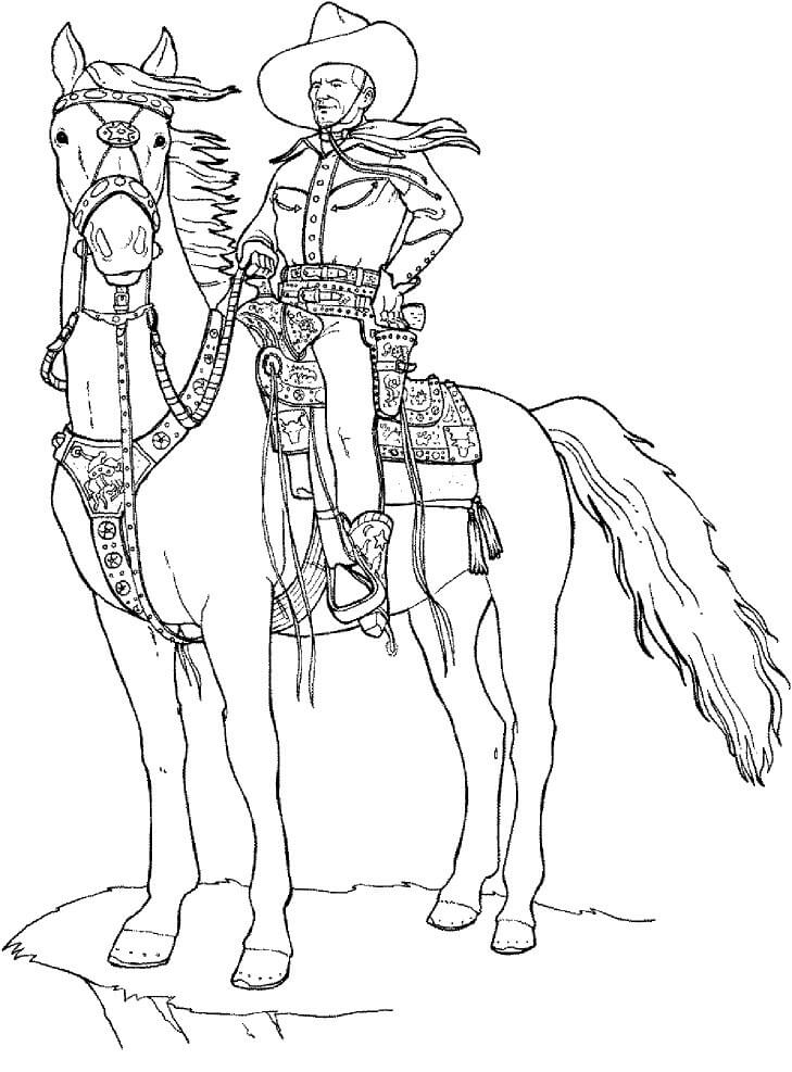 Dibujo de Fresco Vaquero Equitacin Caballo para Colorear